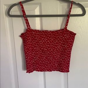 Brandy Melville red floral crop top